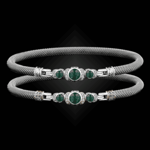 307 Onyx Green Milanese Mesh La Madre Bangle Bracelet