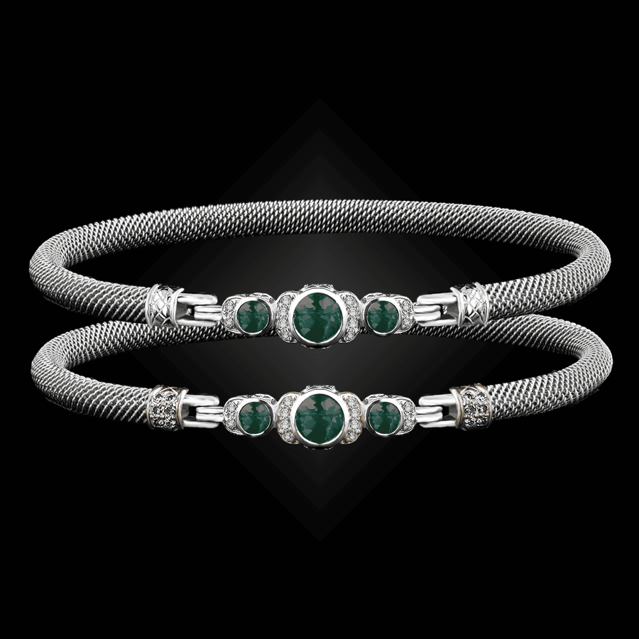 307 Onyx Green Milanese Mesh La Madre Bangle Bracelet