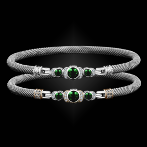 307 Lab Emerald Milanese Mesh La Madre Bangle Bracelet