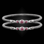 307 Lab Pink Sapphire Milanese Mesh La Madre Bangle Bracelet