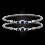 307 Lab Blue Sapphire Milanese Mesh La Madre Bangle Bracelet