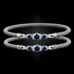 307 Lab Blue Sapphire Milanese Mesh La Madre Bangle Bracelet