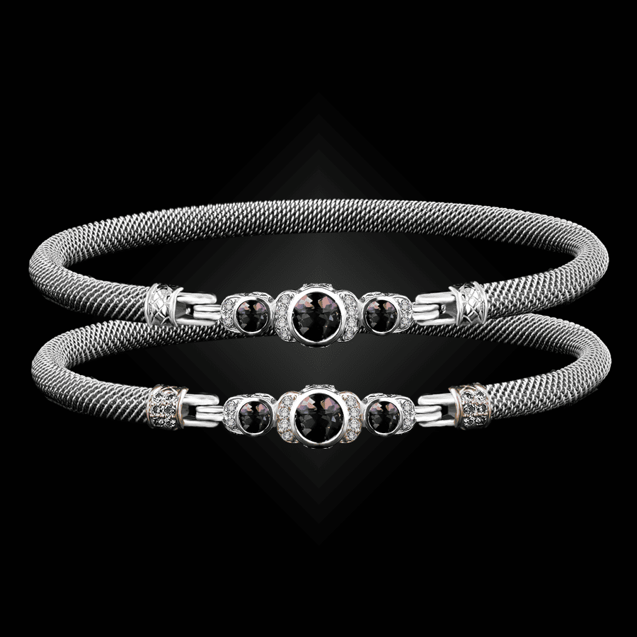 307 Lab Alexandrite Milanese Mesh La Madre Bangle Bracelet
