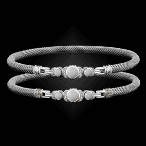 307 Mother of Pearl Milanese Mesh La Madre Bangle Bracelet