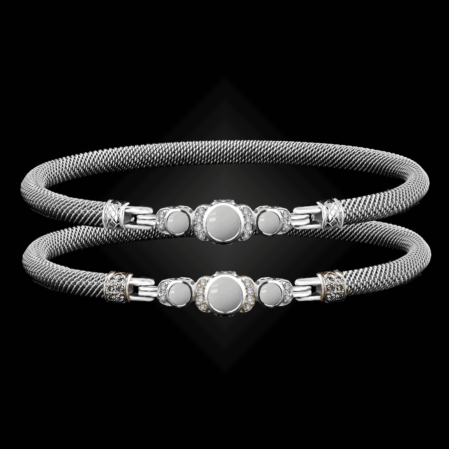 307 Mother of Pearl Milanese Mesh La Madre Bangle Bracelet
