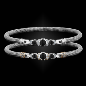 307 Onyx Black Milanese Mesh La Madre Bangle Bracelet
