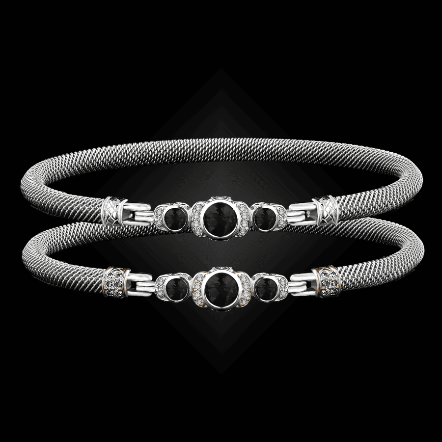 307 Onyx Black Milanese Mesh La Madre Bangle Bracelet