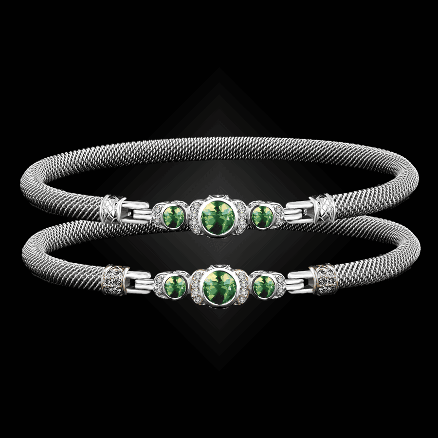 307 Peridot Milanese Mesh La Madre Bangle Bracelet