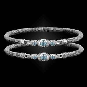 307 Sky Topaz Milanese Mesh La Madre Bangle Bracelet
