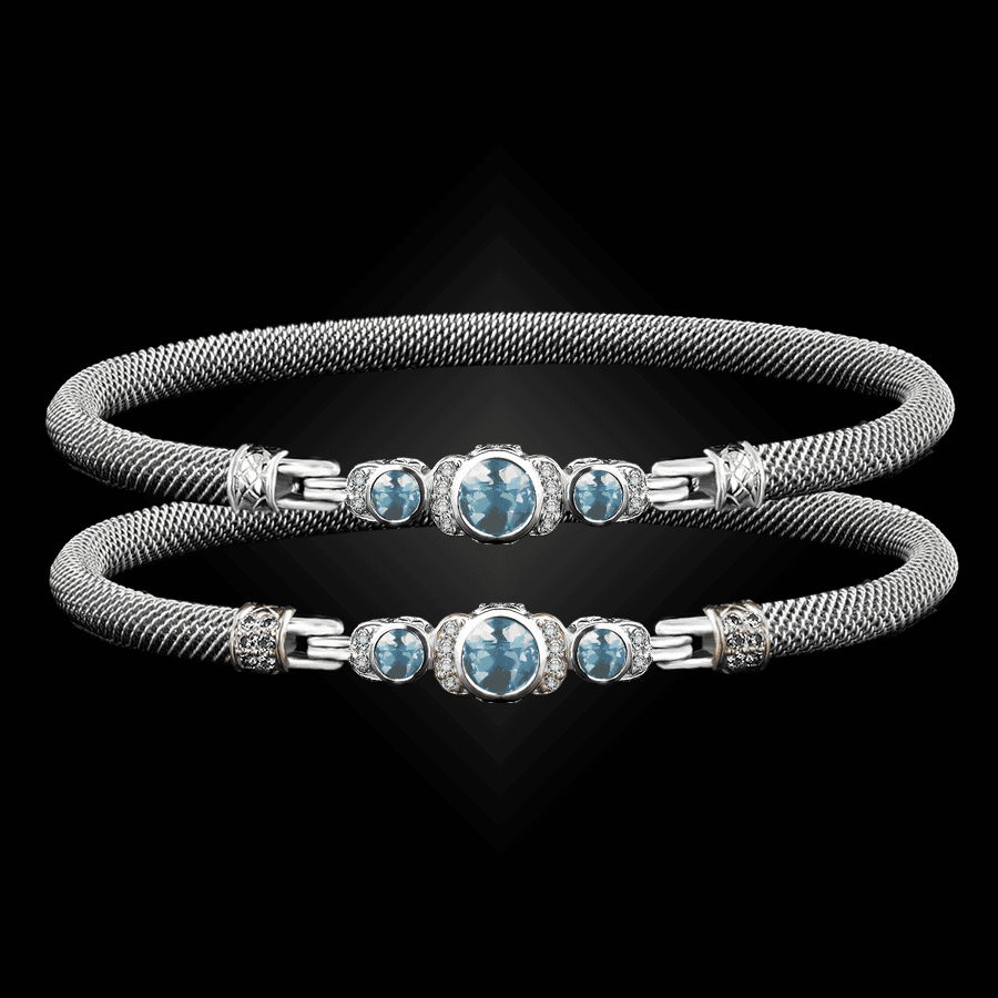 307 Sky Topaz Milanese Mesh La Madre Bangle Bracelet