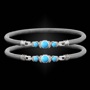 307 Recon Turquoise Milanese Mesh La Madre Bangle Bracelet