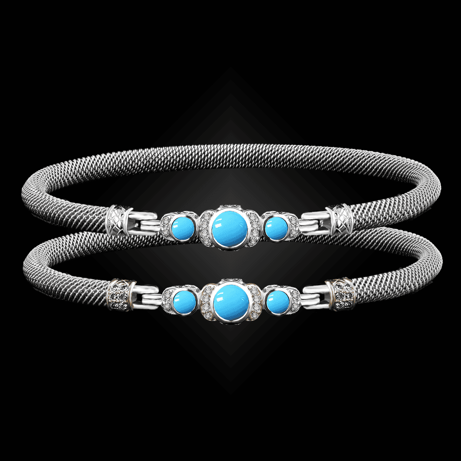 307 Recon Turquoise Milanese Mesh La Madre Bangle Bracelet