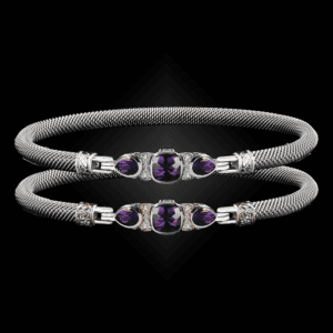 308 Amethyst Milanese Mesh Belle Forme Bangle Bracelet