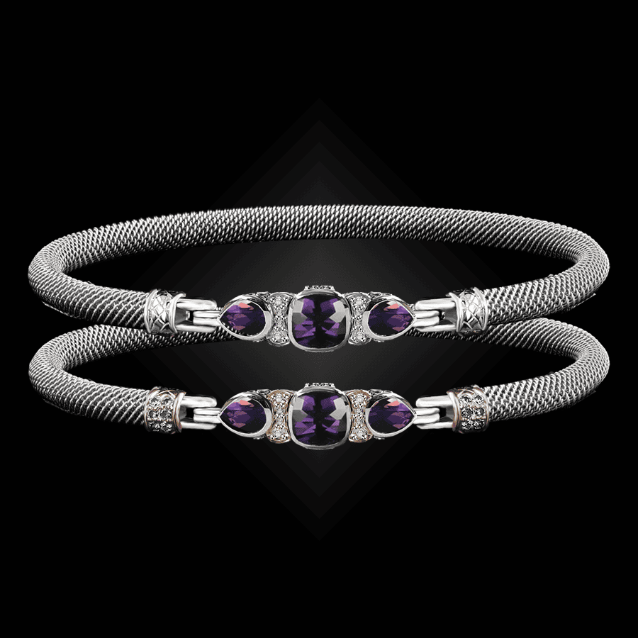 308 Amethyst Milanese Mesh Belle Forme Bangle Bracelet