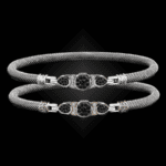 308 Black & White Diamond Milanese Mesh Belle Forme Bangle Bracelet
