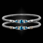 308 Blue Topaz Milanese Mesh Belle Forme Bangle Bracelet