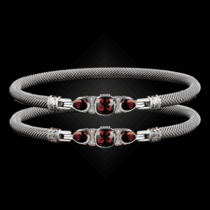 308 Garnet Milanese Mesh Belle Forme Bangle Bracelet