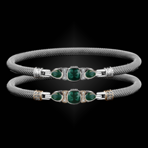 308 Onyx Green Milanese Mesh Belle Forme Bangle Bracelet