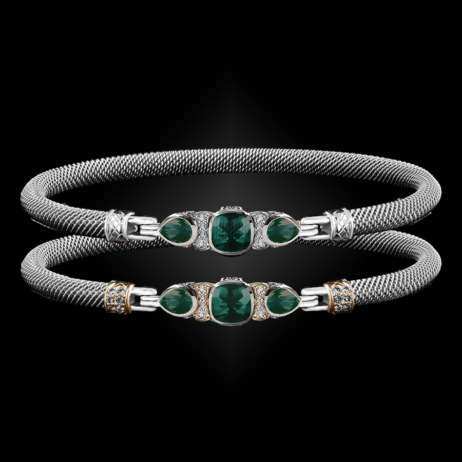 308 Onyx Green Milanese Mesh Belle Forme Bangle Bracelet