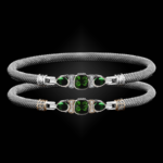 308 Lab Emerald Milanese Mesh Belle Forme Bangle Bracelet
