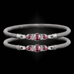 308 Lab Pink Sapphire Milanese Mesh Belle Forme Bangle Bracelet