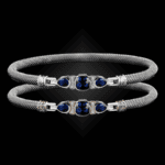 308 Lab Blue Sapphire Milanese Mesh Belle Forme Bangle Bracelet