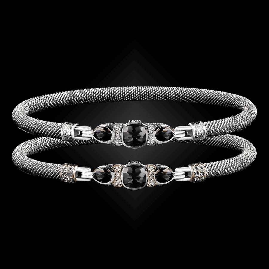 308 Lab Alexandrite Milanese Mesh Belle Forme Bangle Bracelet