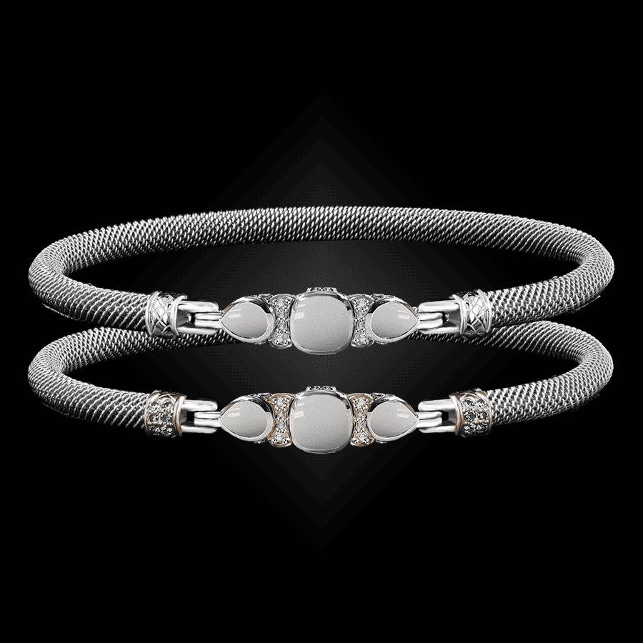 308 Mother of Pearl Milanese Mesh Belle Forme Bangle Bracelet