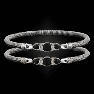 308 Onyx Black Milanese Mesh Belle Forme Bangle Bracelet