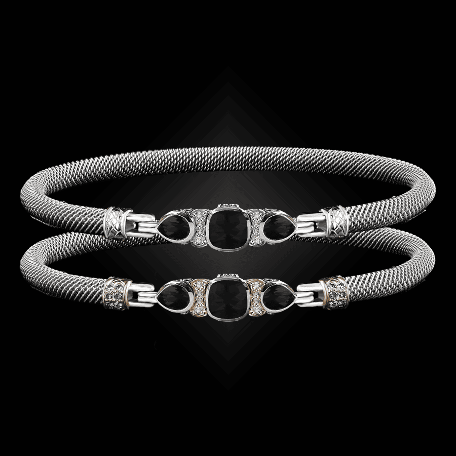 308 Onyx Black Milanese Mesh Belle Forme Bangle Bracelet