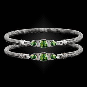 308 Peridot Milanese Mesh Belle Forme Bangle Bracelet