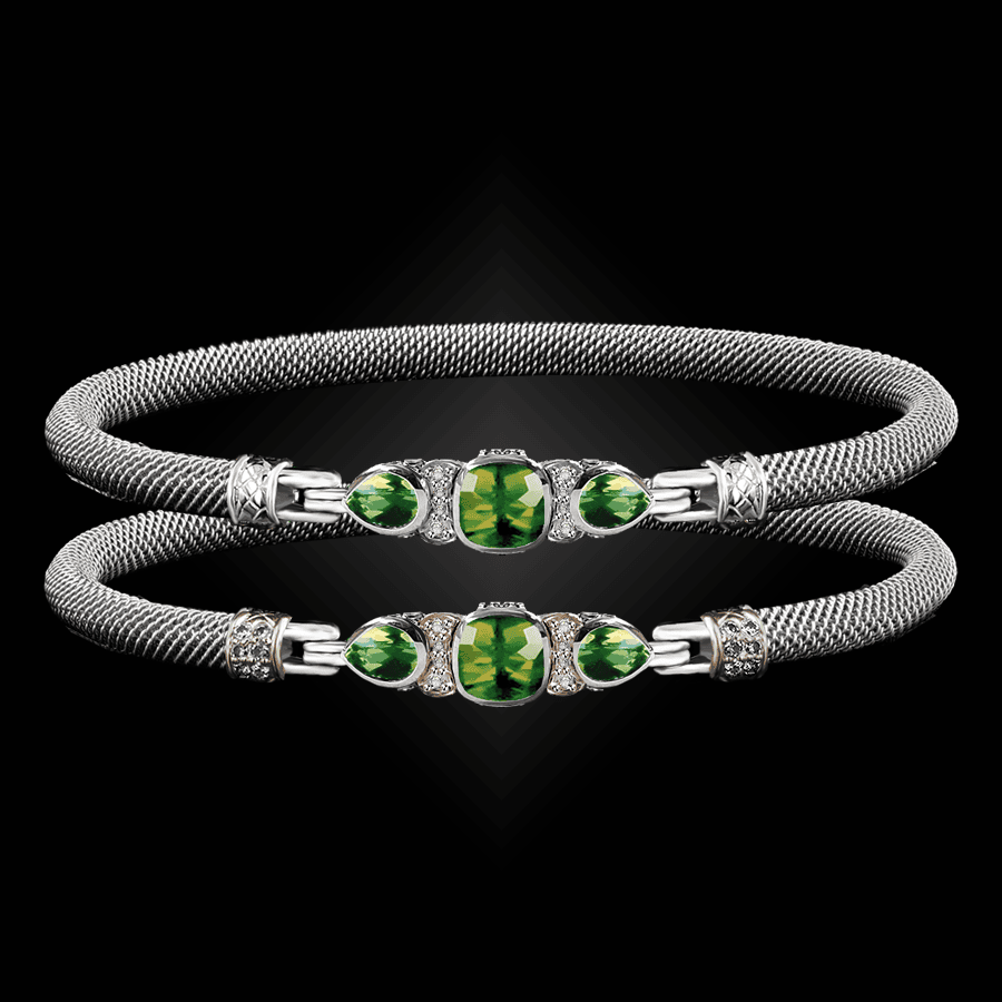 308 Peridot Milanese Mesh Belle Forme Bangle Bracelet