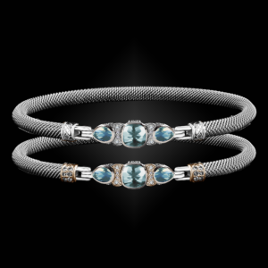 308 Sky Topaz Milanese Mesh Belle Forme Bangle Bracelet