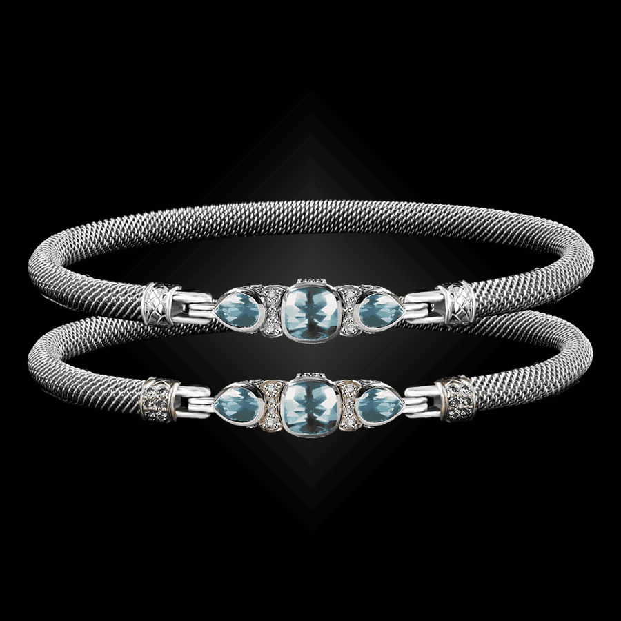 308 Sky Topaz Milanese Mesh Belle Forme Bangle Bracelet