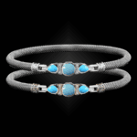 308 Recon Turquoise Milanese Mesh Belle Forme Bangle Bracelet