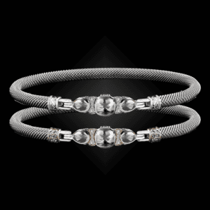 308 White Topaz Milanese Mesh Belle Forme Bangle Bracelet