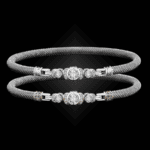 357 Solitaire Diamond Milanese Mesh La Madre Bangle Bracelet