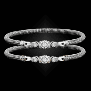 357 Solitaire Diamond Milanese Mesh La Madre Bangle Bracelet