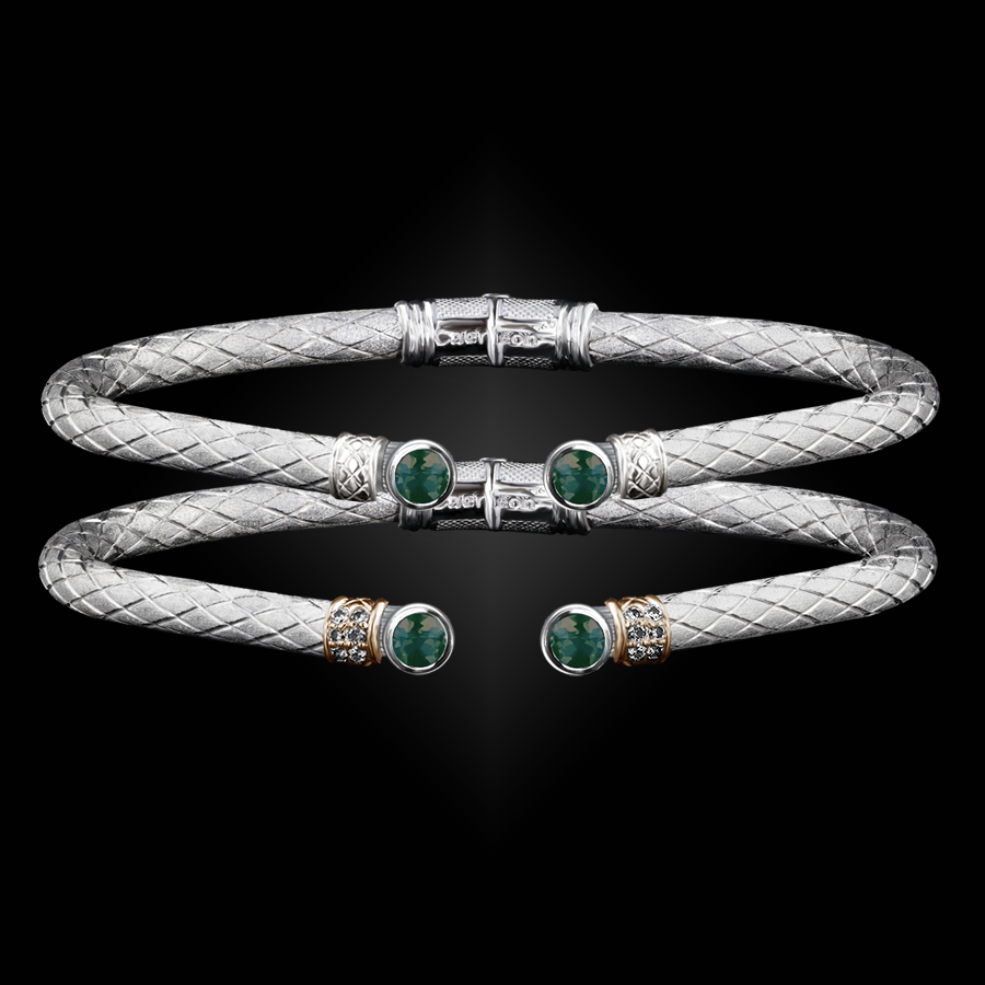 207 Green Onyx Caerleon two La Madre Cuff Bracelet