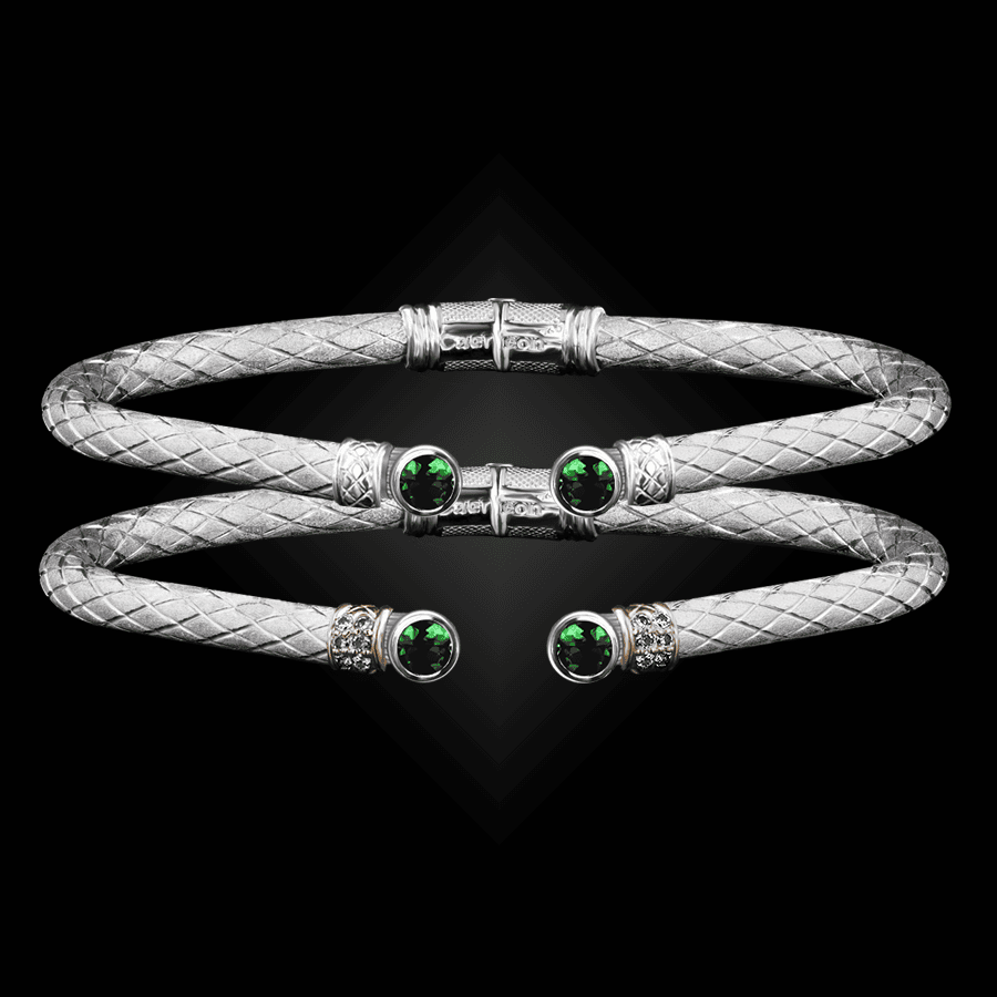 207 Lab Created Emerald Caerleon two La Madre Cuff Bracelet