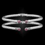 207 Lab Created Pink Sapphire Caerleon two La Madre Cuff Bracelet