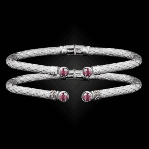 207 Lab Created Pink Sapphire Caerleon two La Madre Cuff Bracelet