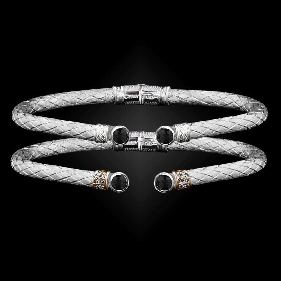 207 Onyx Black Caerleon two La Madre Cuff Bracelet
