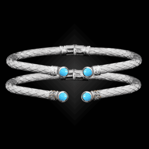 207 Reconstituted Turquoise Caerleon two La Madre Cuff Bracelet