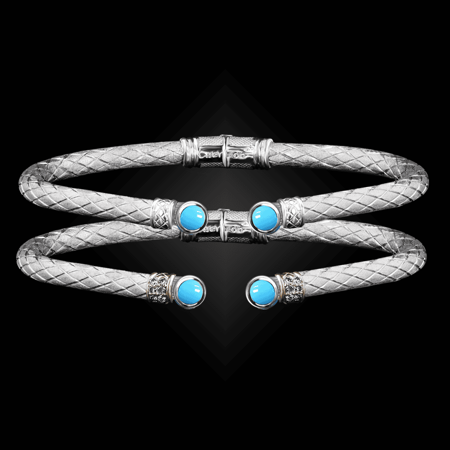 207 Reconstituted Turquoise Caerleon two La Madre Cuff Bracelet