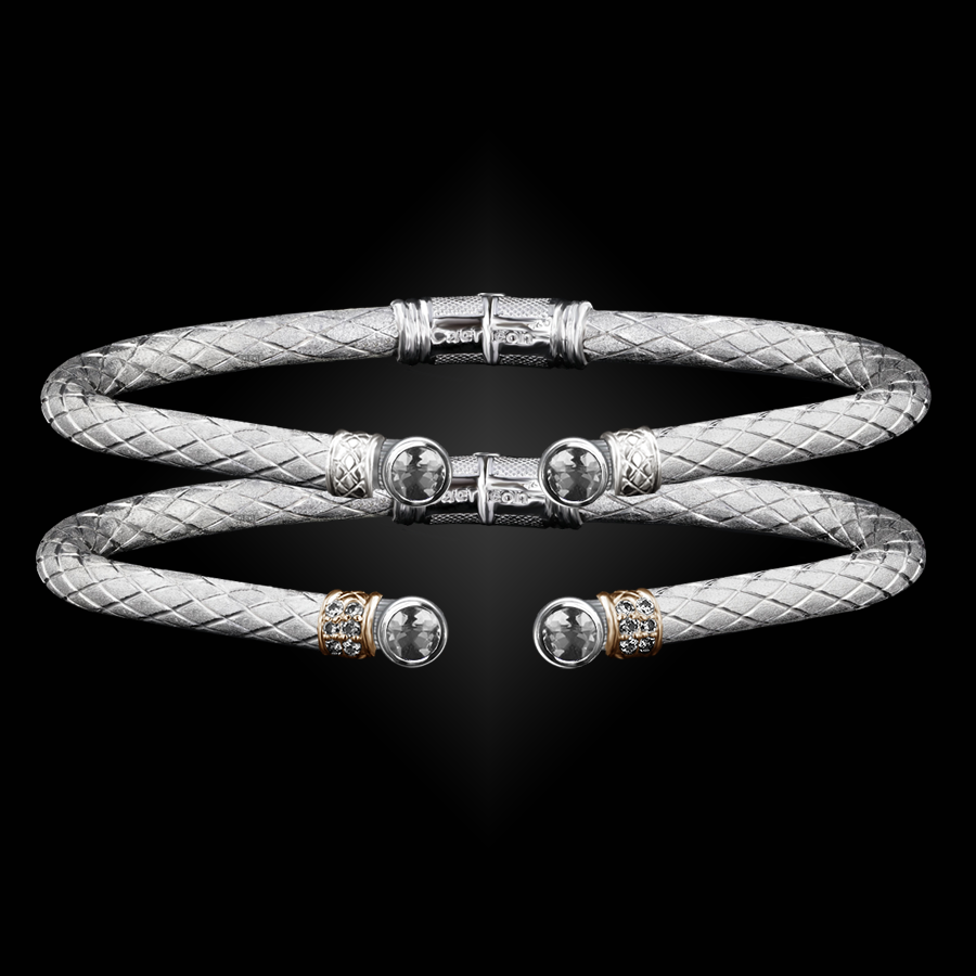 207 White Topaz Caerleon two La Madre Cuff Bracelet