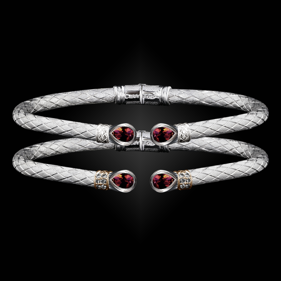 208 Garnet Caerleon two Belle Forme Cuff Bracelet