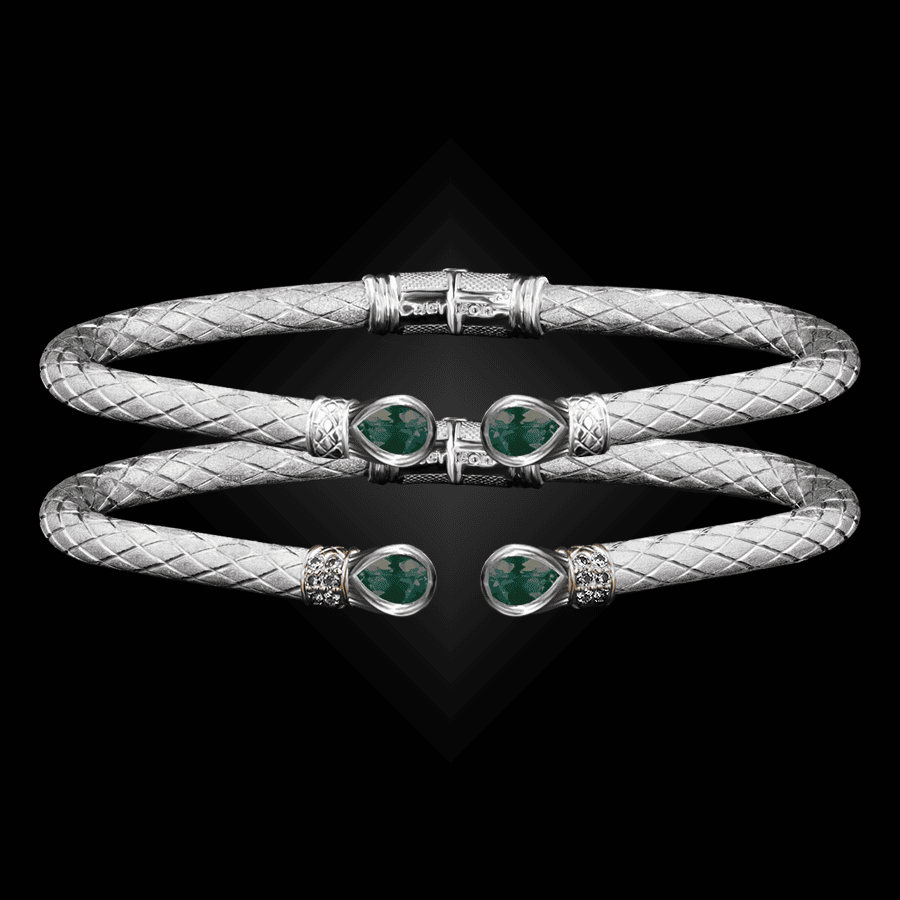 208 Green Onyx Caerleon two Belle Forme Cuff Bracelet