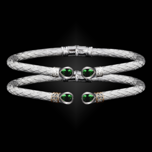 208 Lab Created Emerald Caerleon two Belle Forme Cuff Bracelet