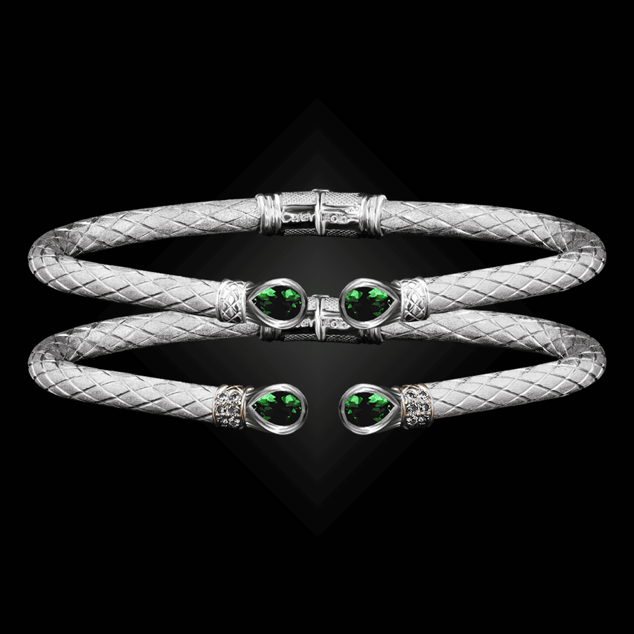 208 Lab Created Emerald Caerleon two Belle Forme Cuff Bracelet